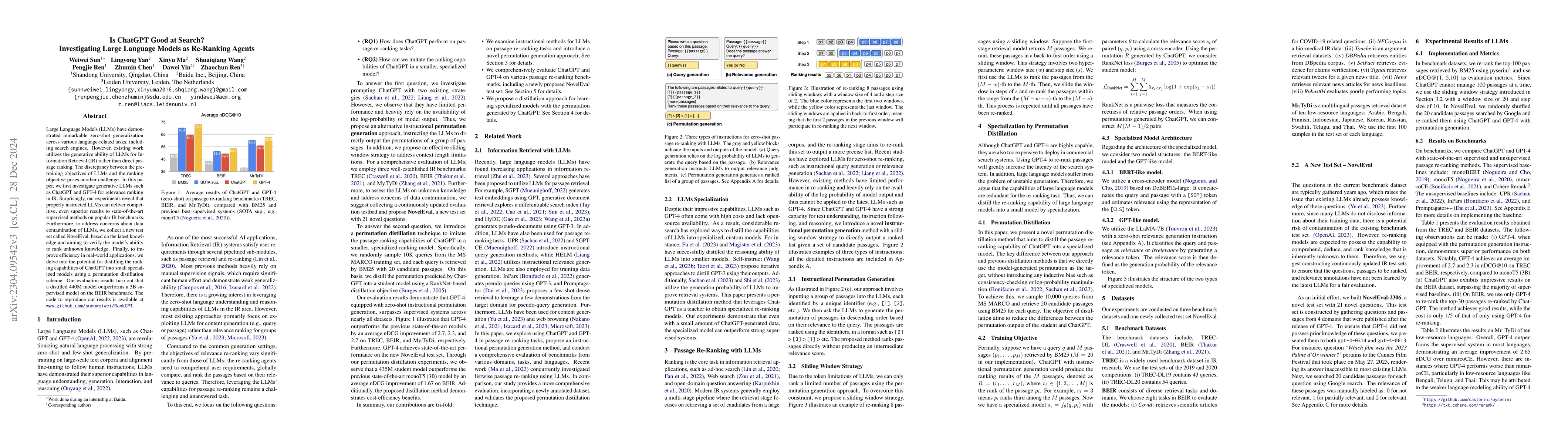 Thumbnail for Is ChatGPT Good at Search? Investigating Large Language Models as
  Re-Ranking Agents