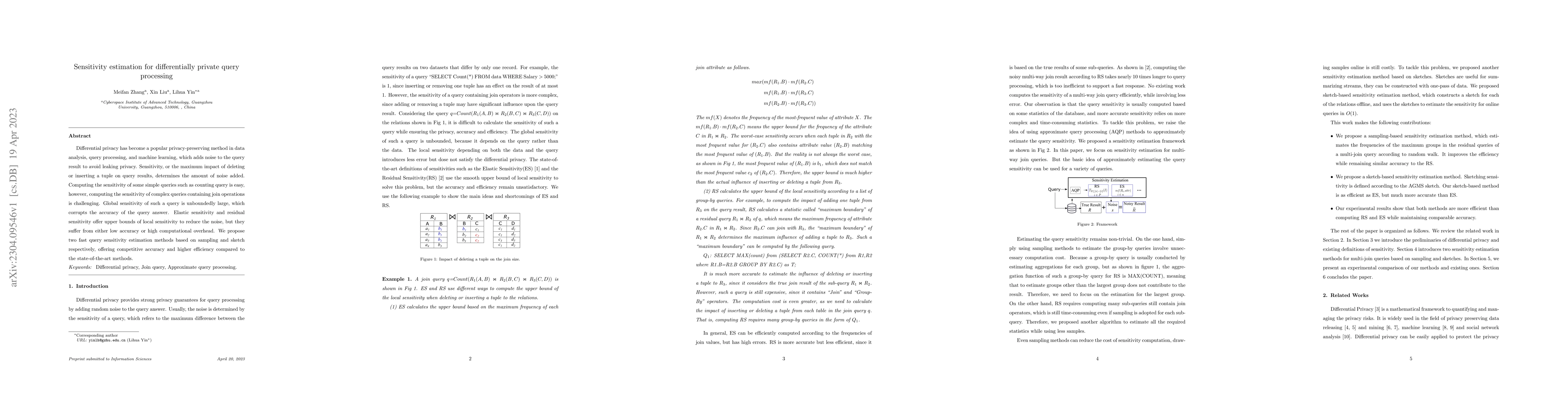Thumbnail for Sensitivity estimation for differentially private query processing