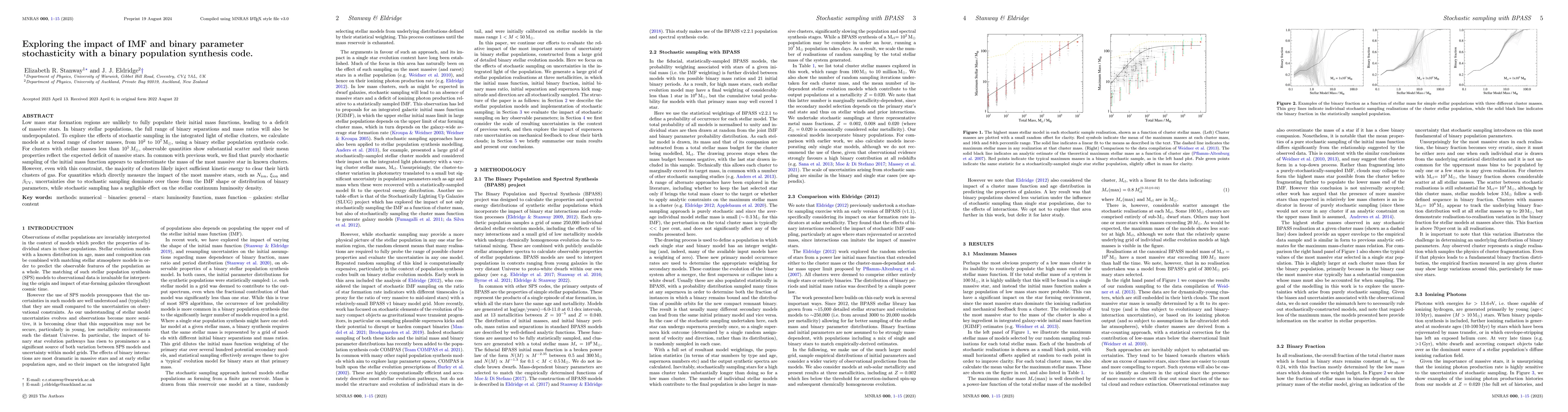 Thumbnail for Exploring the impact of IMF and binary parameter stochasticity with a
  binary population synthesis code