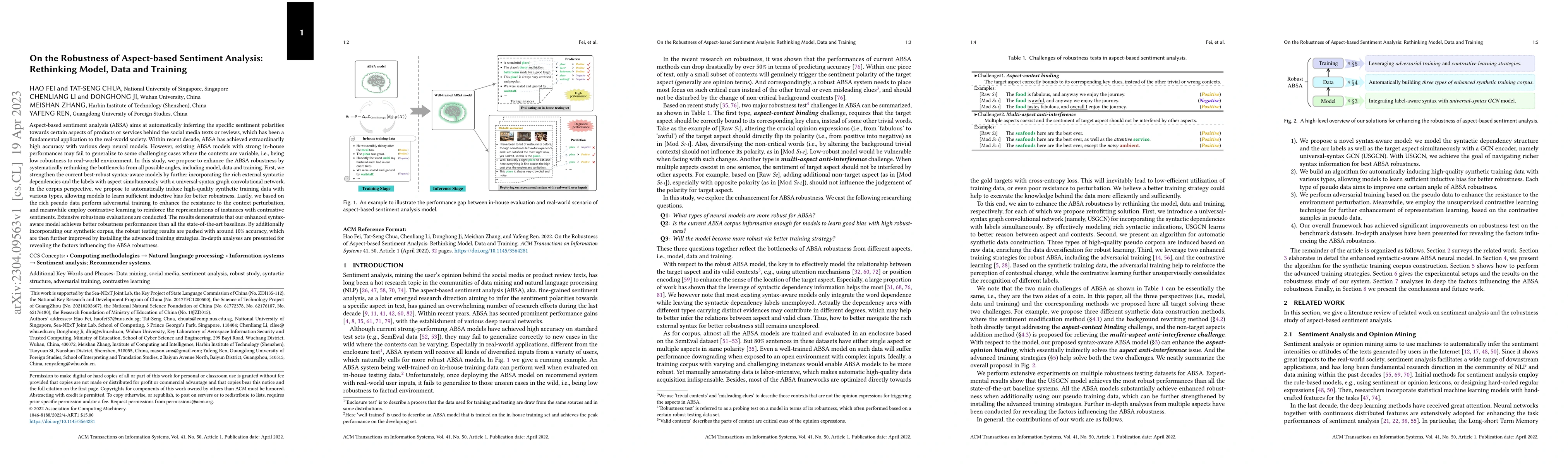 Thumbnail for On the Robustness of Aspect-based Sentiment Analysis: Rethinking Model,
  Data, and Training