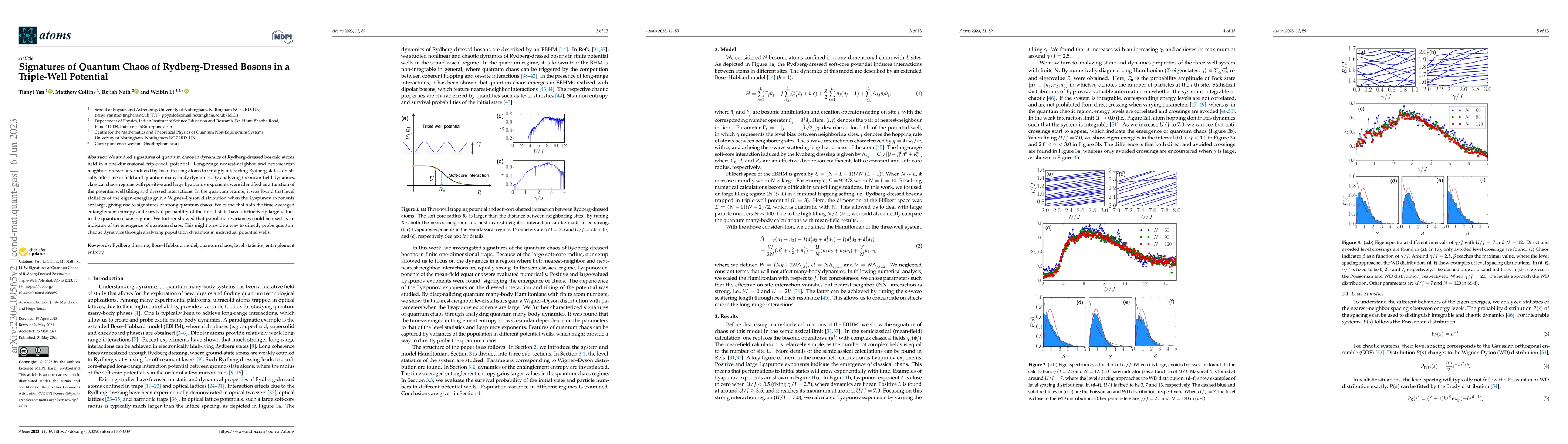 Thumbnail for Signatures of quantum chaos of Rydberg dressed bosons in a triple-well
  potential