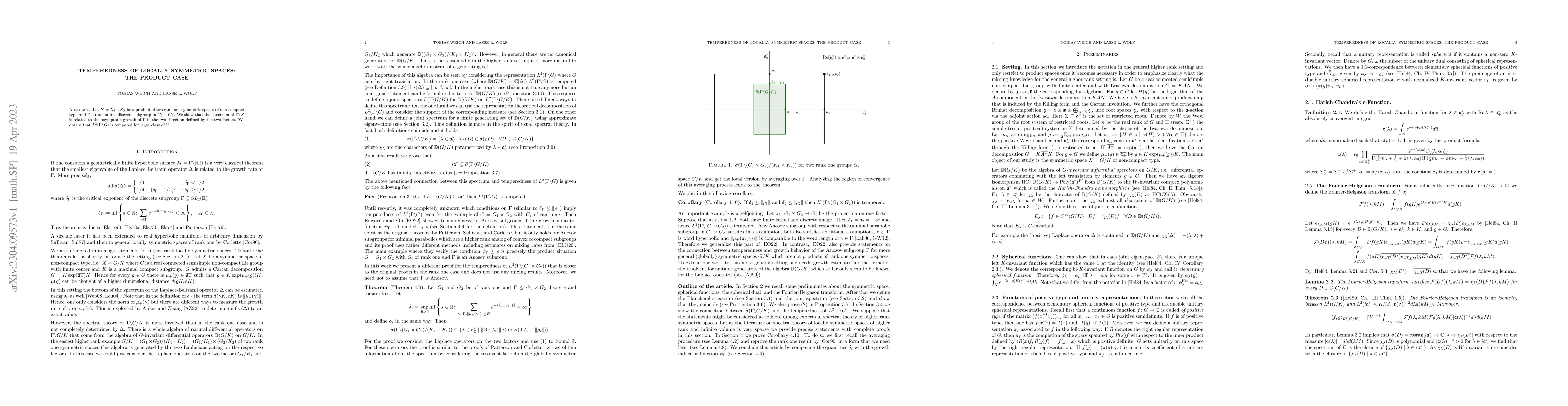 Thumbnail for Temperedness of locally symmetric spaces: The product case
