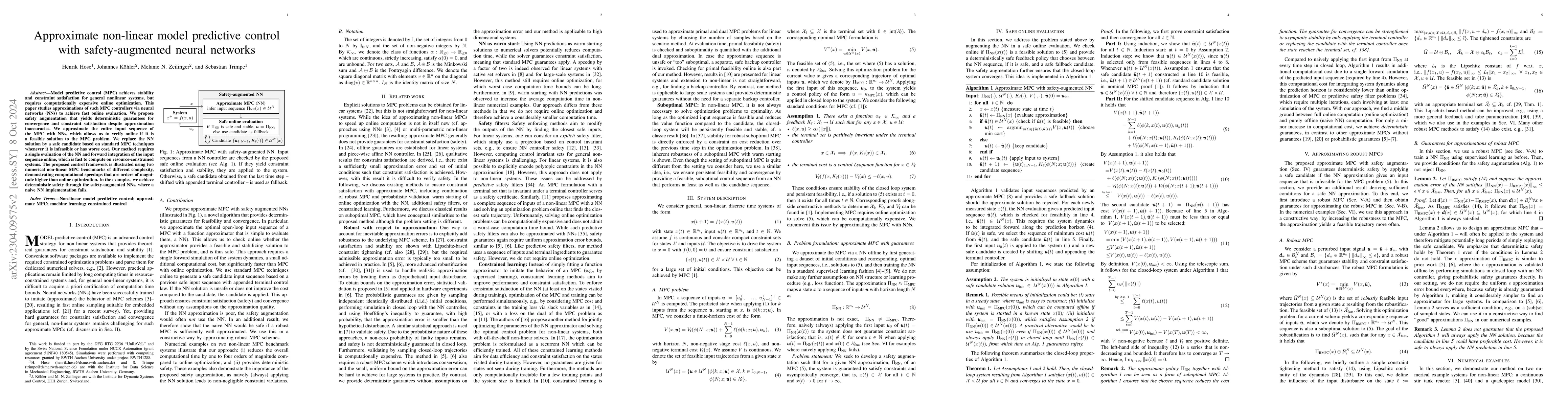 Thumbnail for Approximate non-linear model predictive control with safety-augmented
  neural networks