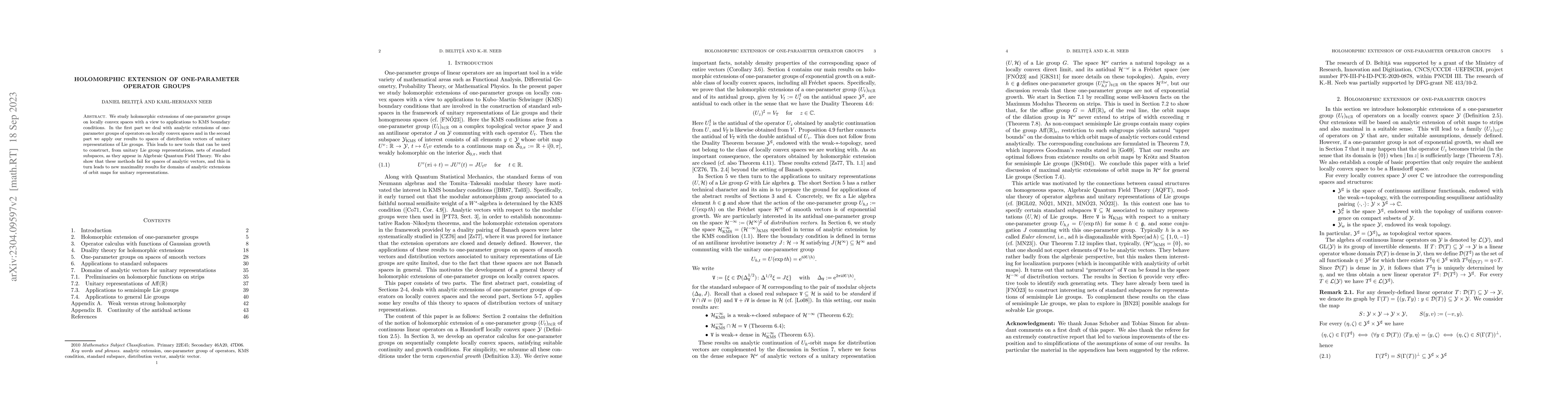 Thumbnail for Holomorphic extension of one-parameter operator groups