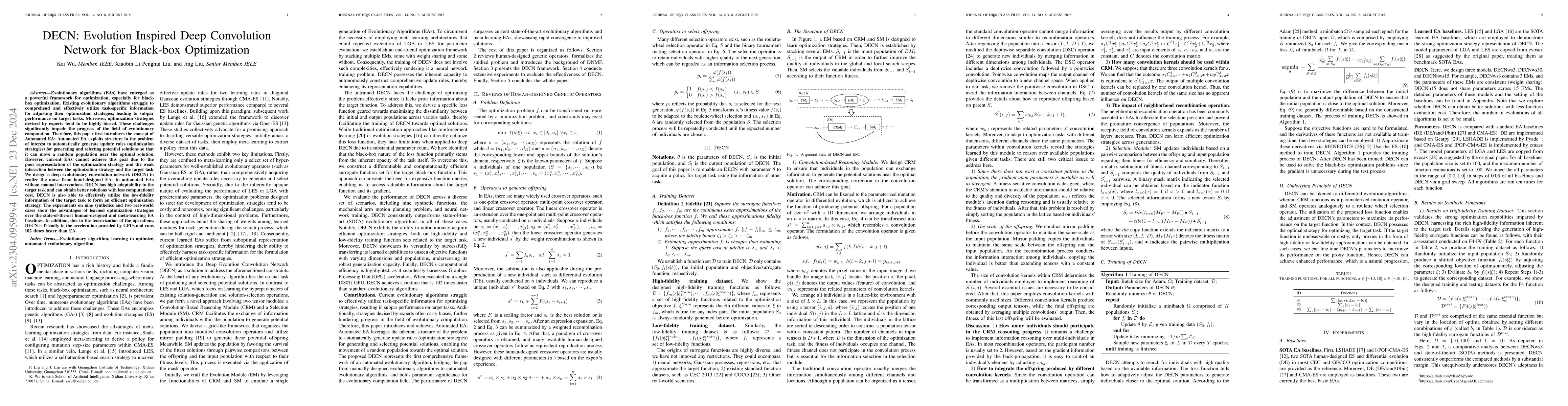 Thumbnail for DECN: Automated Evolutionary Algorithms via Evolution Inspired Deep
  Convolution Network