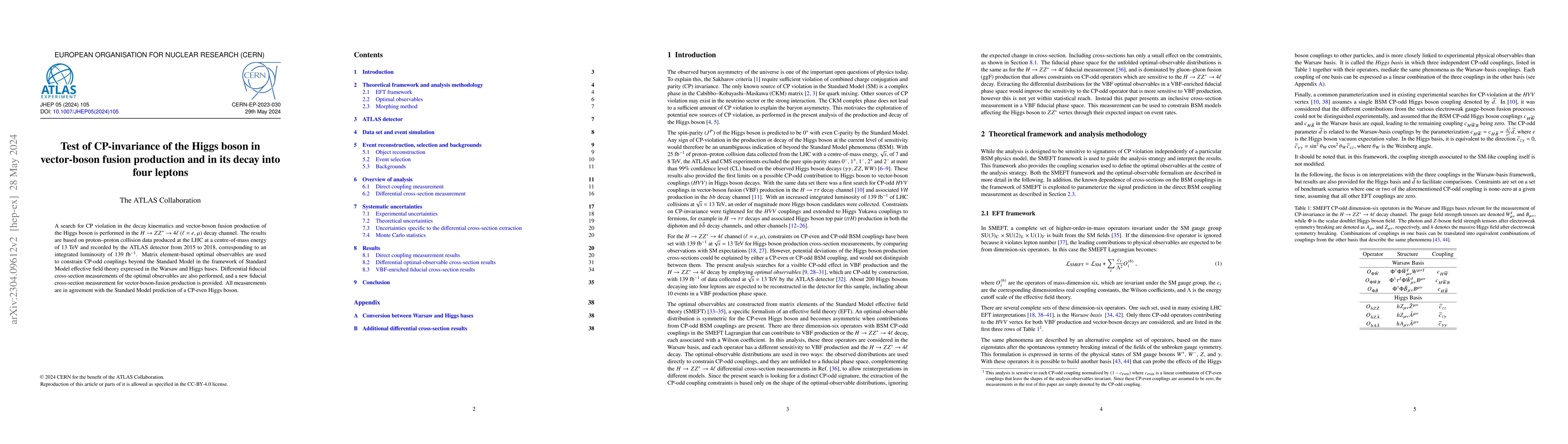 Thumbnail for Test of CP-invariance of the Higgs boson in vector-boson fusion
  production and its decay into four leptons