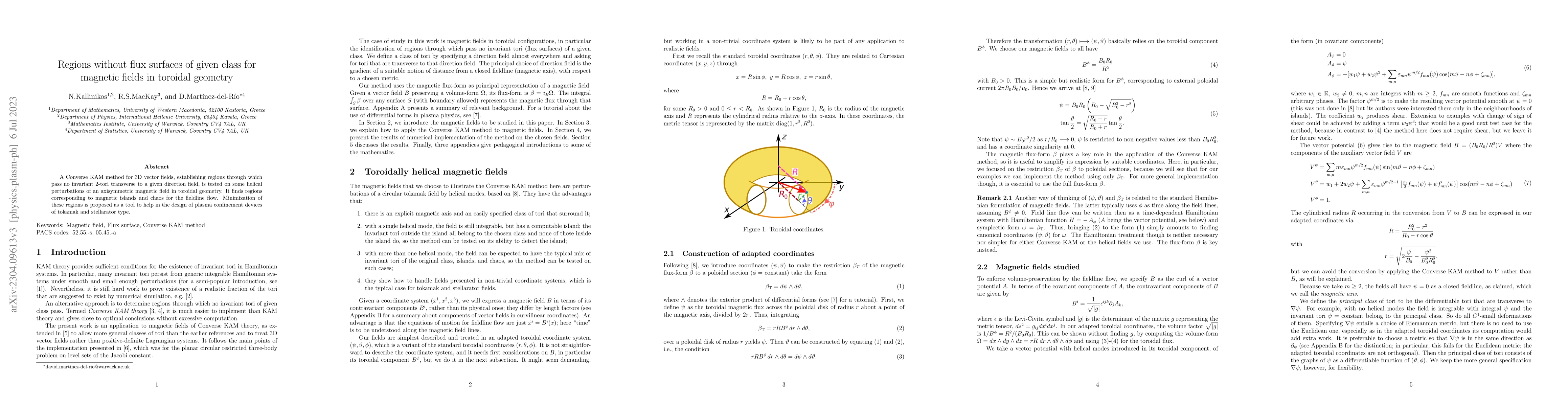 Thumbnail for Regions without flux surfaces of given class for magnetic fields in
  toroidal geometry