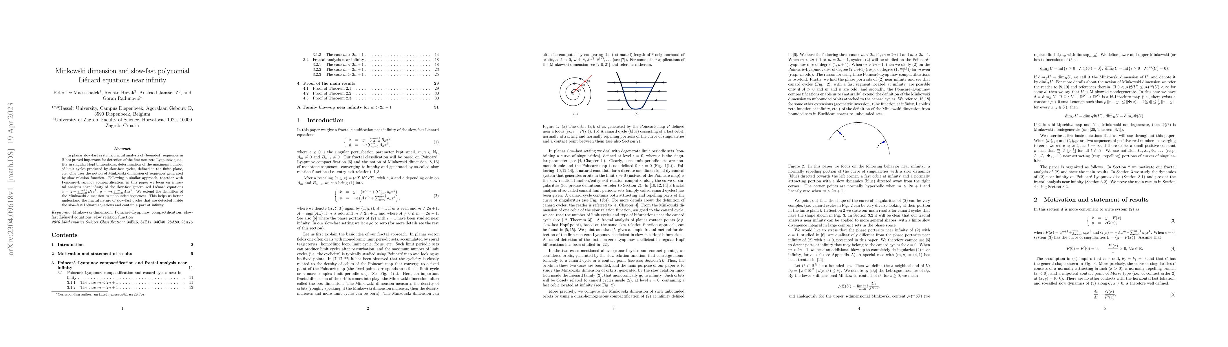 Thumbnail for Minkowski dimension and slow-fast polynomial Li\'{e}nard equations near
  infinity