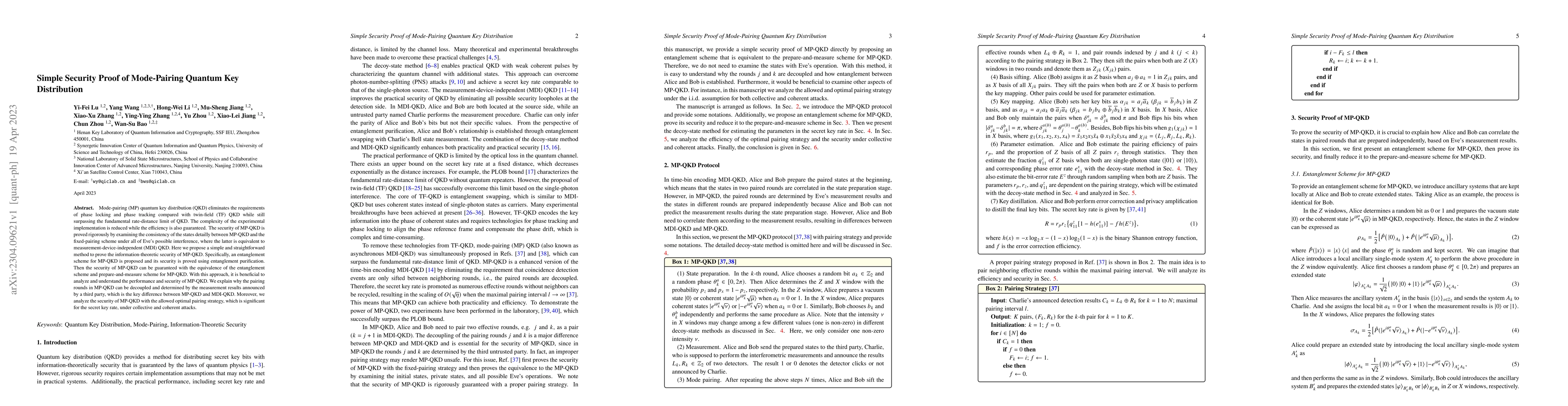 Thumbnail for Simple Security Proof of Mode-Pairing Quantum Key Distribution