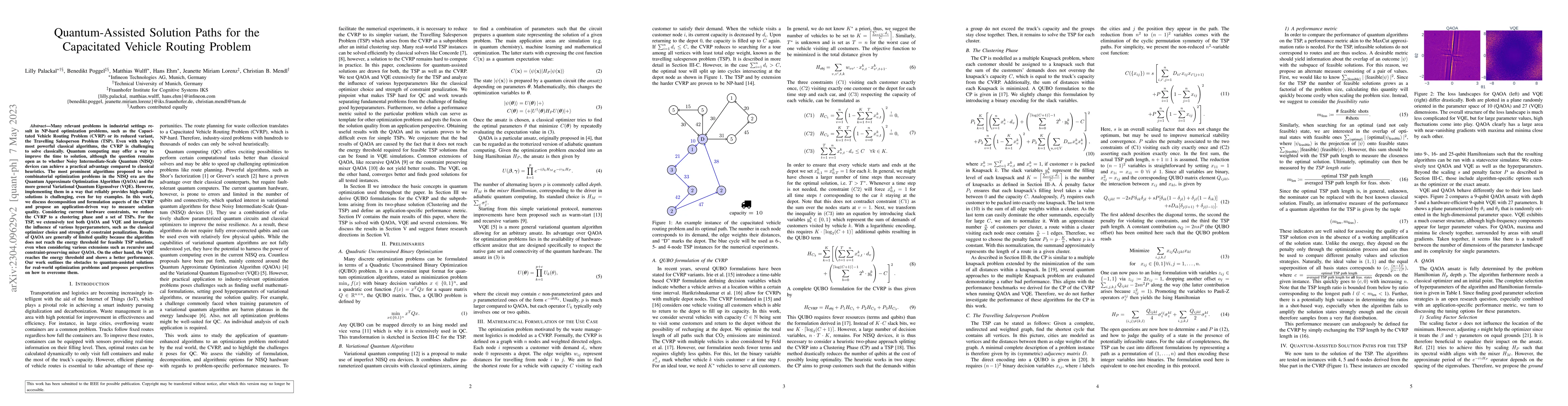 Thumbnail for Quantum-Assisted Solution Paths for the Capacitated Vehicle Routing
  Problem