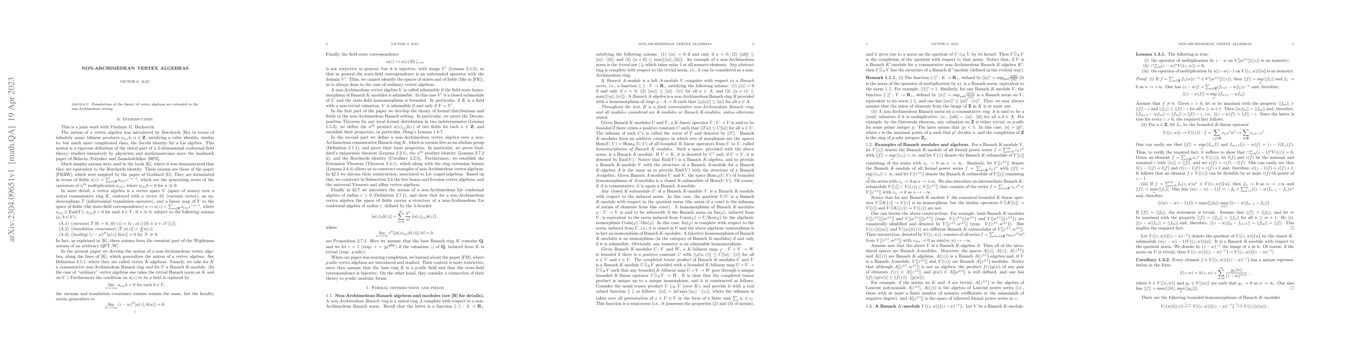 Thumbnail for Non-Archimedean Vertex Algebras