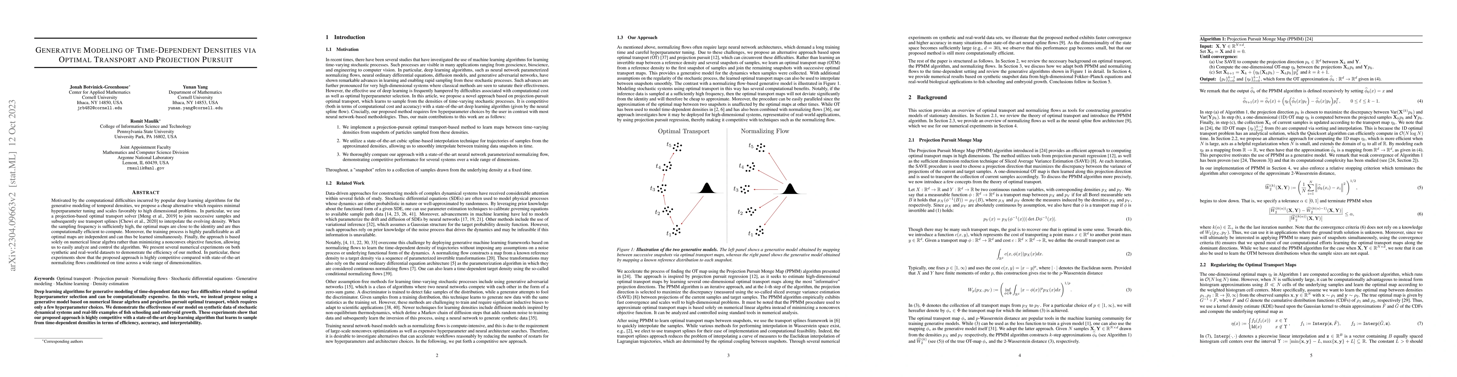 Thumbnail for Generative modeling of time-dependent densities via optimal transport
  and projection pursuit