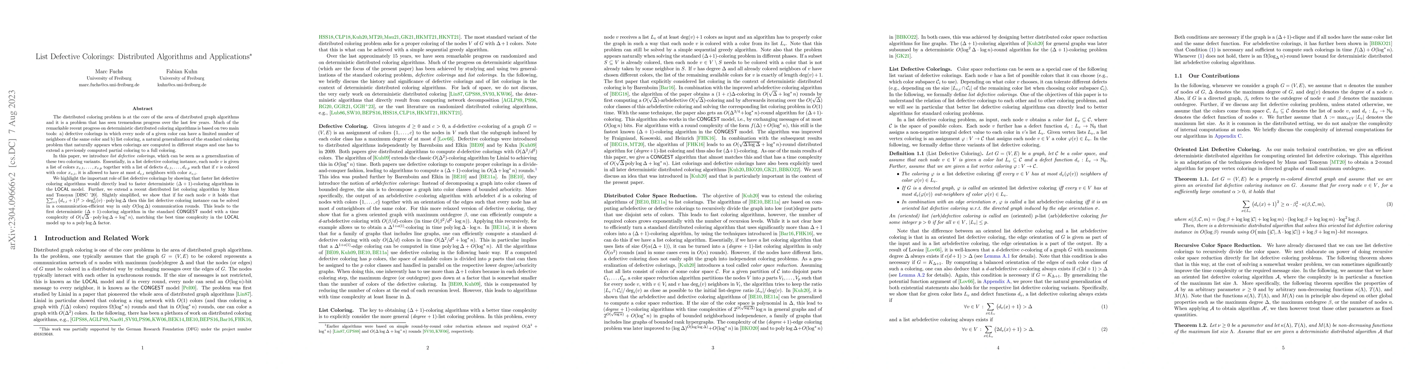 Thumbnail for List Defective Colorings: Distributed Algorithms and Applications