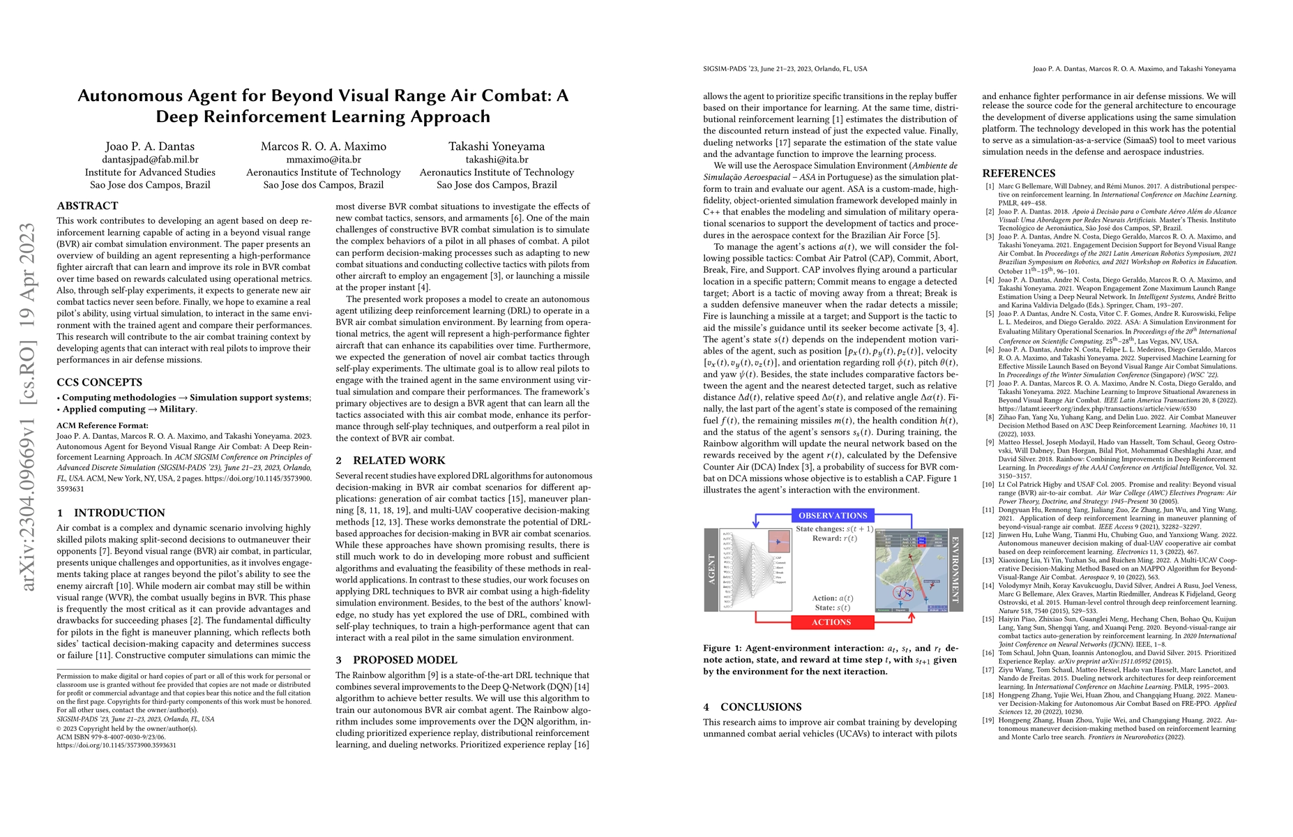 Thumbnail for Autonomous Agent for Beyond Visual Range Air Combat: A Deep
  Reinforcement Learning Approach