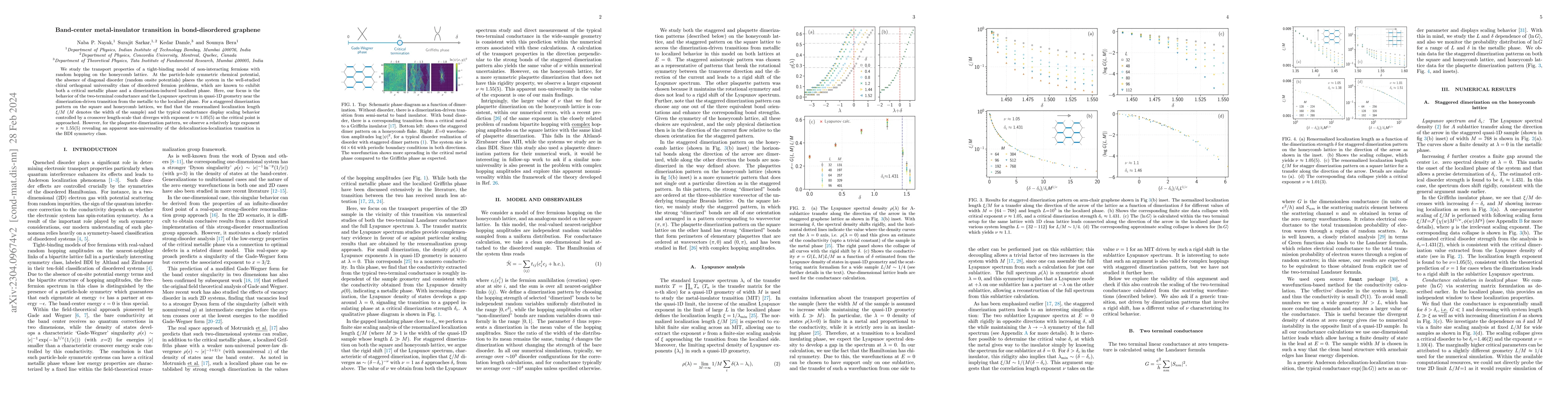 Thumbnail for Band-center metal-insulator transition in bond-disordered graphene