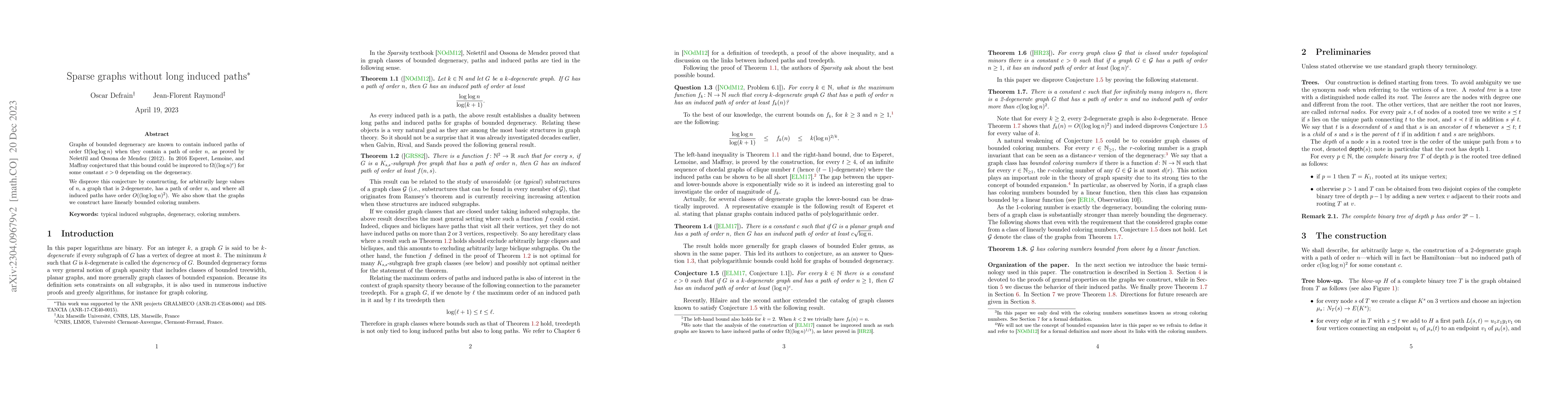 Thumbnail for Sparse graphs without long induced paths