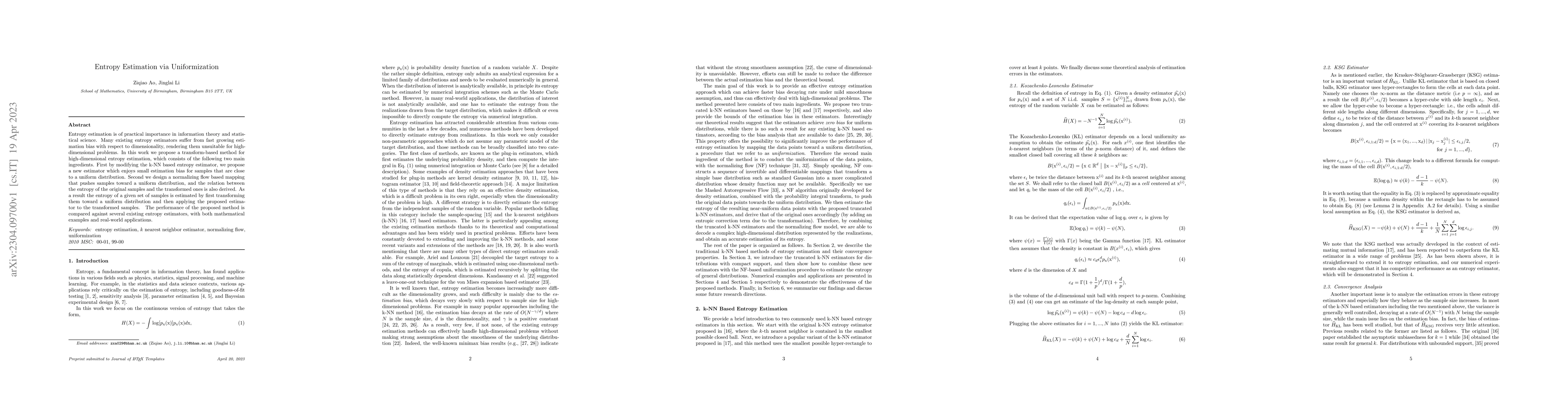 Thumbnail for Entropy Estimation via Uniformization