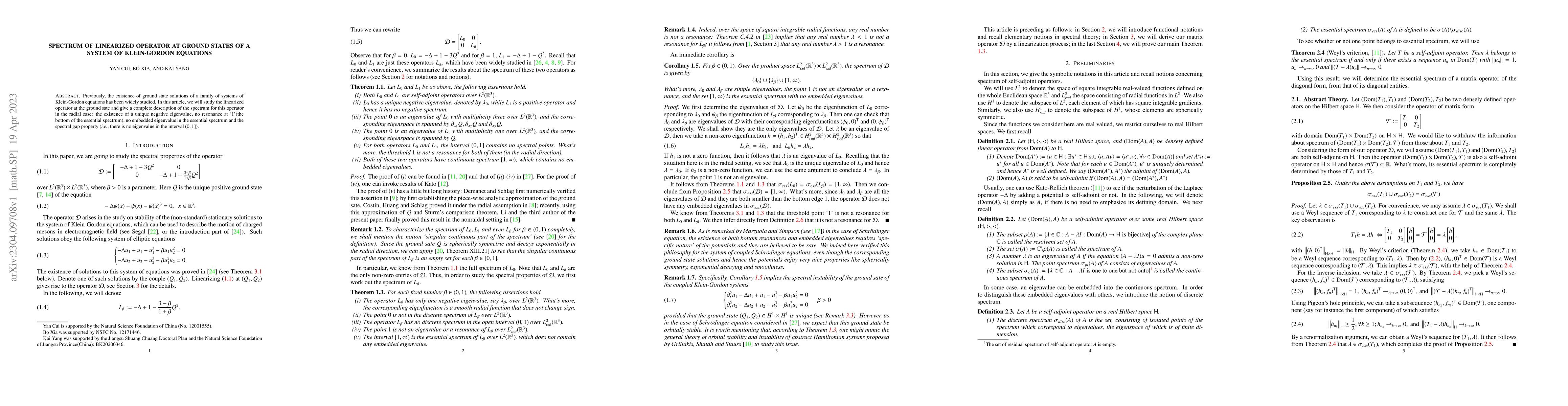 Thumbnail for Spectrum of linearized operator at ground states of a system of
  Klein-Gordon equations