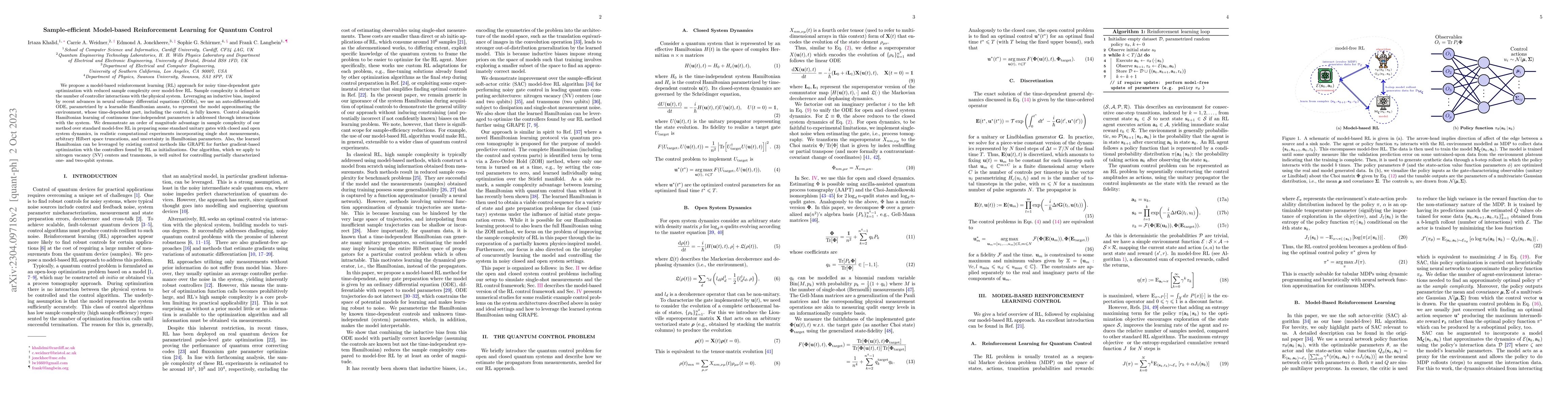 Thumbnail for Sample-efficient Model-based Reinforcement Learning for Quantum Control