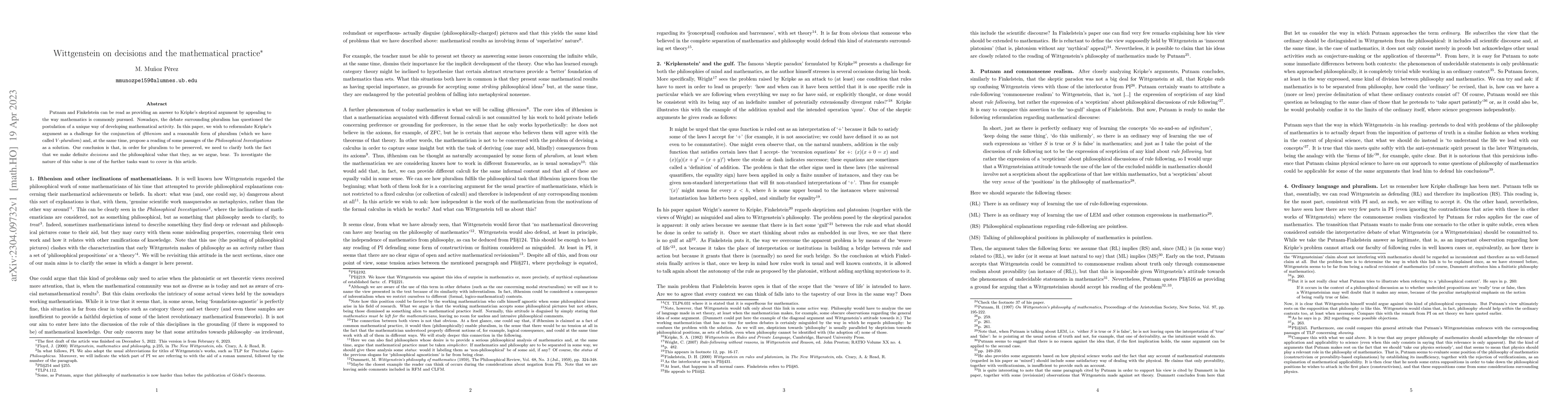 Thumbnail for Wittgenstein on decisions and the mathematical practice