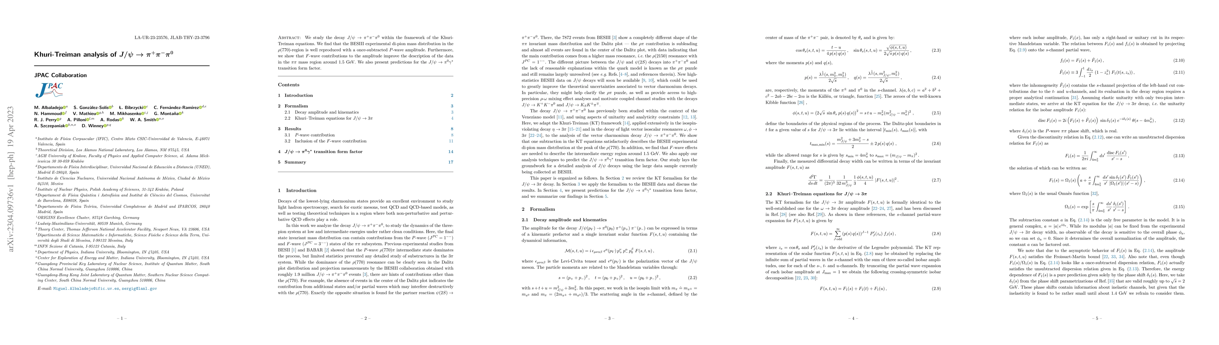 Thumbnail for Khuri-Treiman analysis of $J/\psi\to\pi^{+}\pi^{-}\pi^{0}$