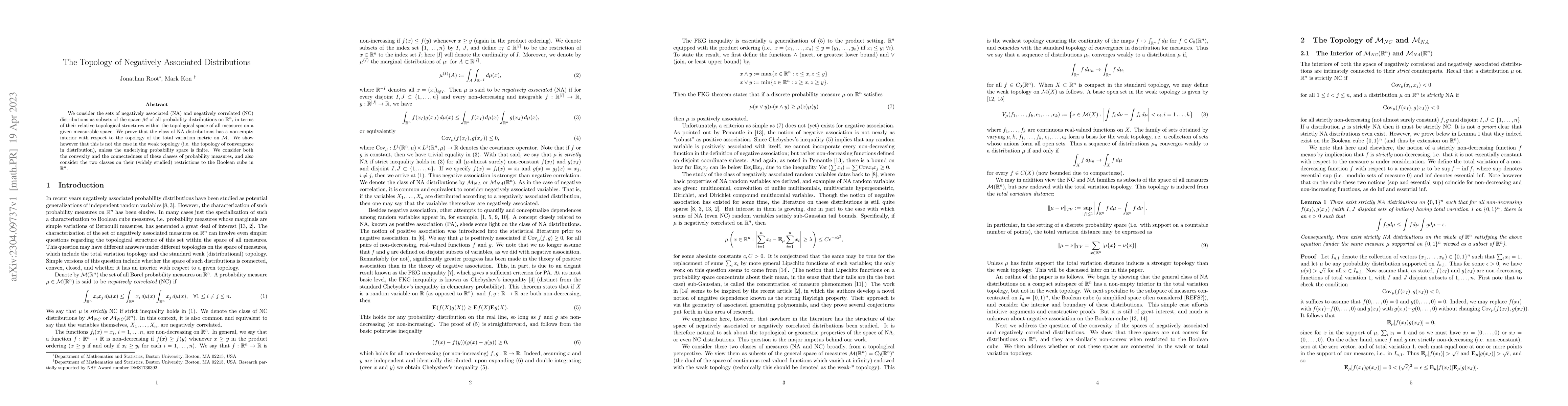 Thumbnail for The Topology of Negatively Associated Distributions