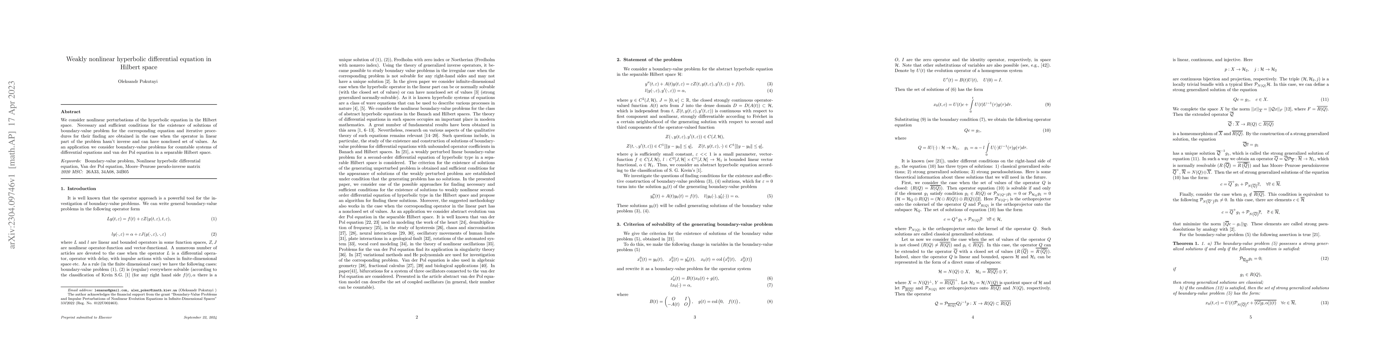 Thumbnail for Weakly nonlinear hyperbolic differential equation in Hilbert space
