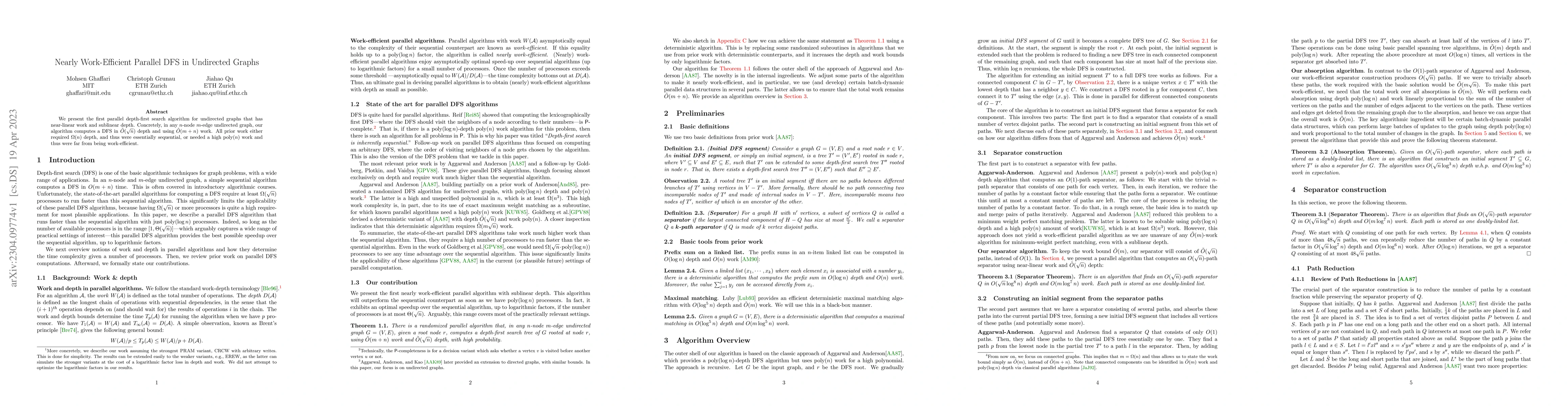 Thumbnail for Nearly Work-Efficient Parallel DFS in Undirected Graphs
