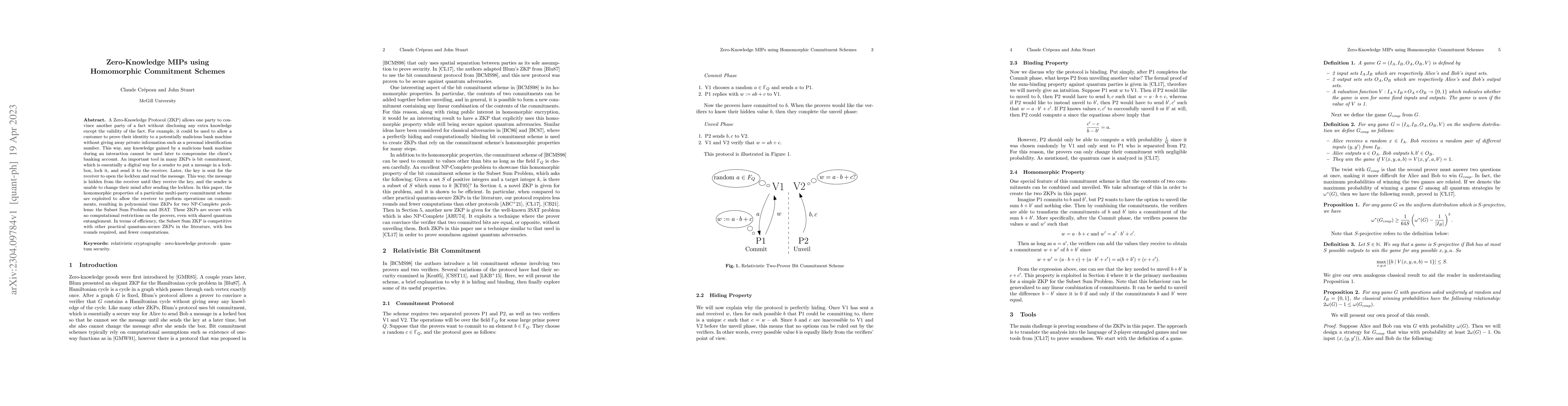 Thumbnail for Zero-Knowledge MIPs using Homomorphic Commitment Schemes