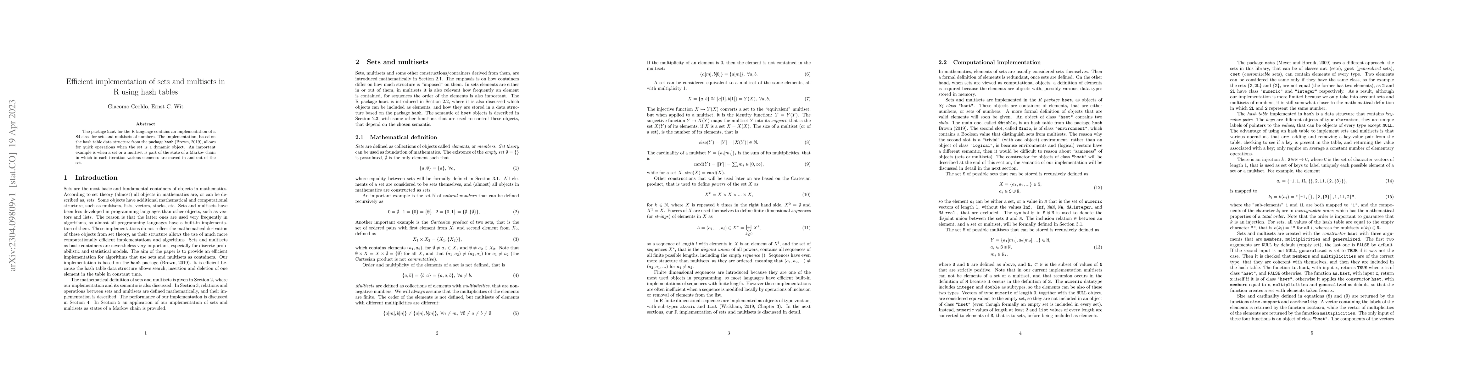 Thumbnail for Efficient implementation of sets and multisets in R using hash tables