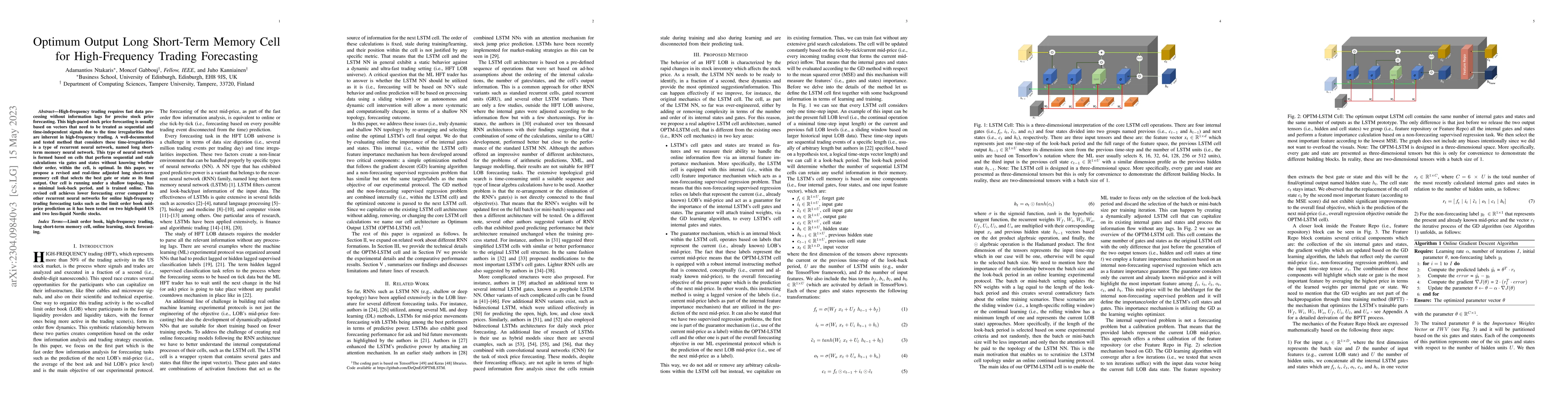 Thumbnail for Optimum Output Long Short-Term Memory Cell for High-Frequency Trading
  Forecasting
