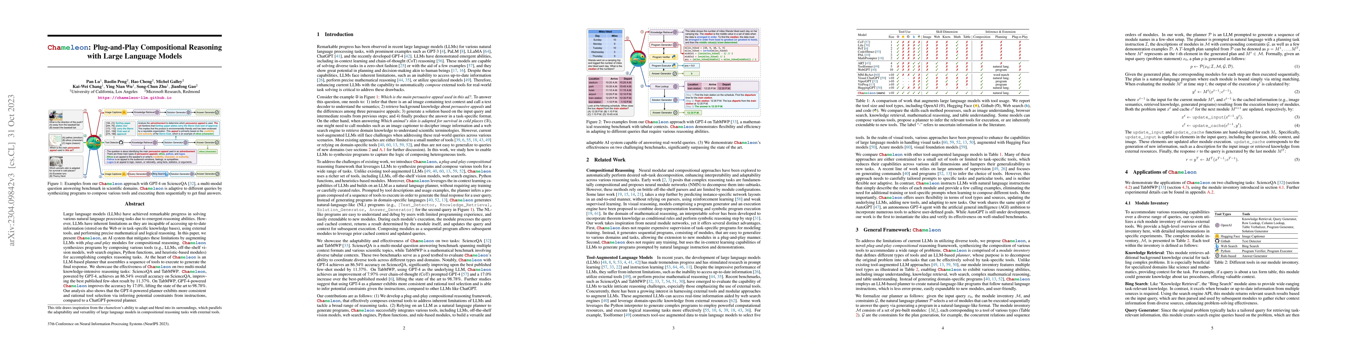 Thumbnail for Chameleon: Plug-and-Play Compositional Reasoning with Large Language
  Models