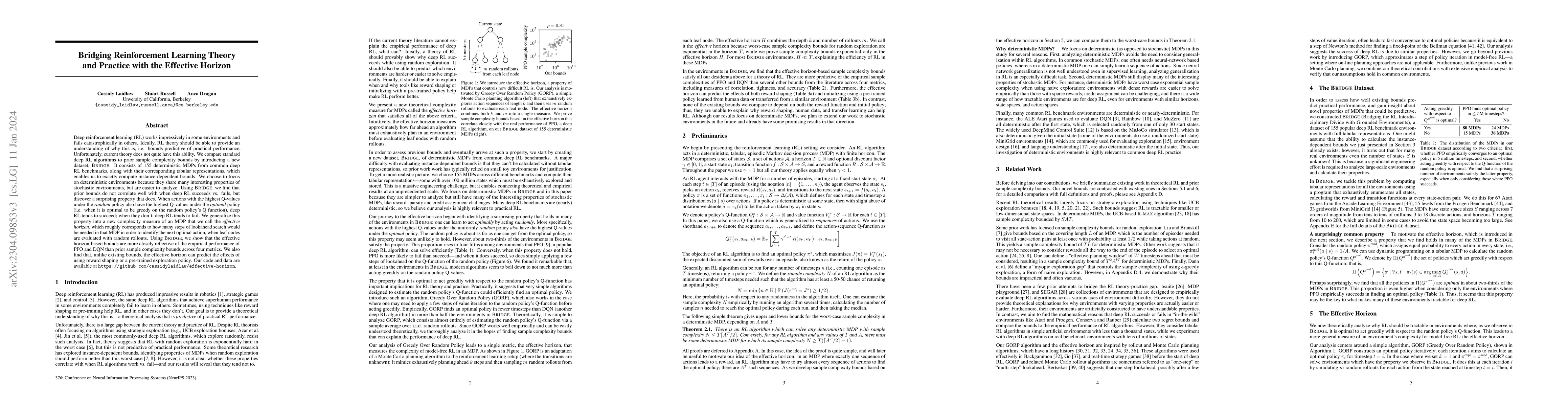 Thumbnail for Bridging RL Theory and Practice with the Effective Horizon