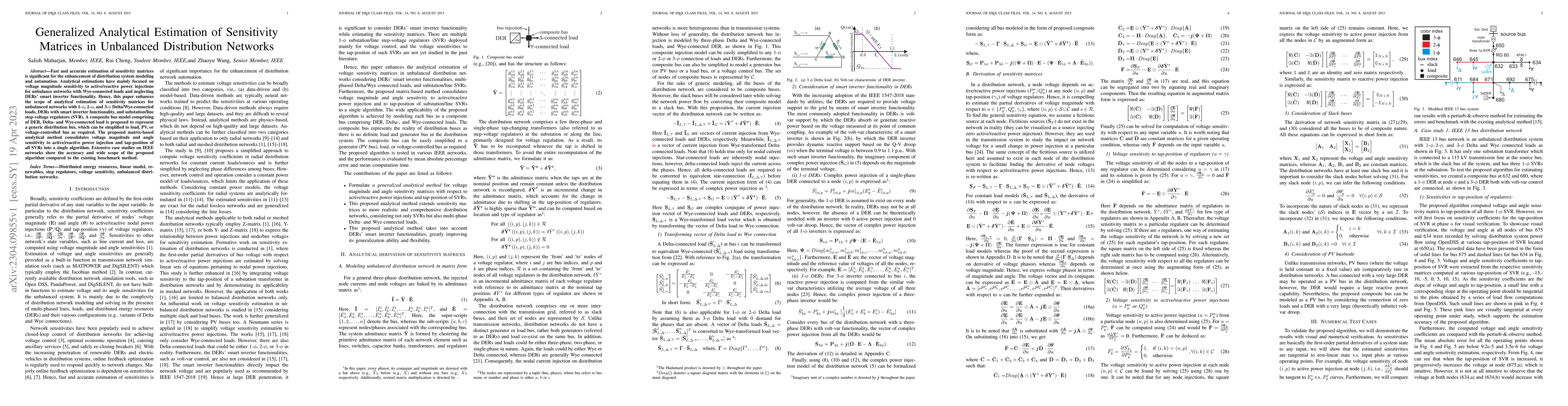 Thumbnail for Generalized Analytical Estimation of Sensitivity Matrices in Unbalanced
  Distribution Networks