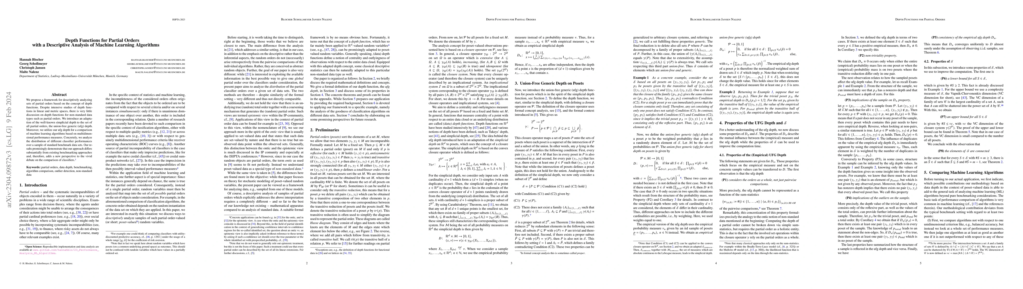 Thumbnail for Depth Functions for Partial Orders with a Descriptive Analysis of
  Machine Learning Algorithms