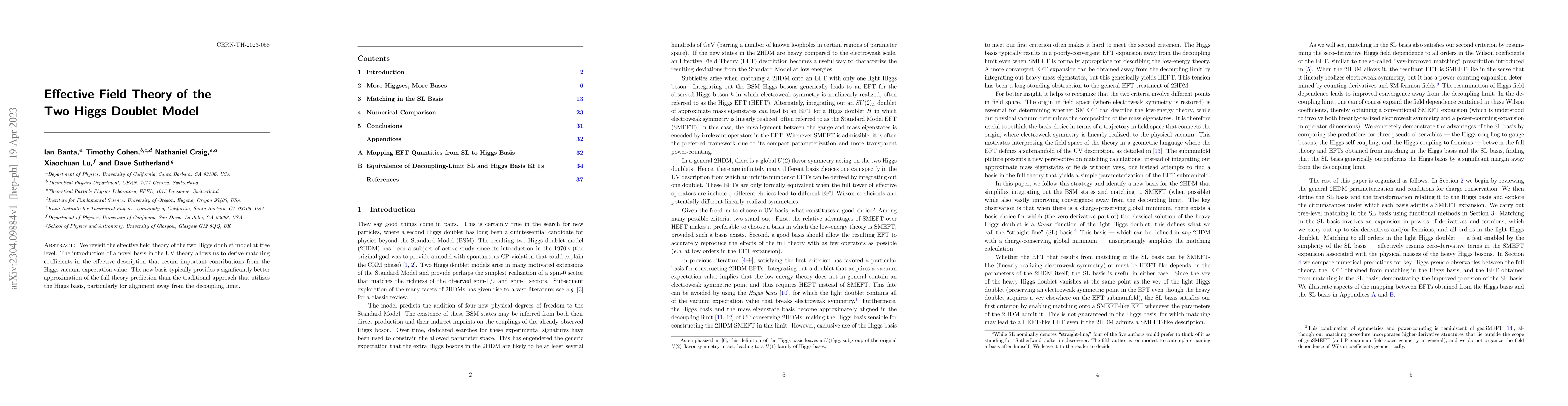 Thumbnail for Effective Field Theory of the Two Higgs Doublet Model