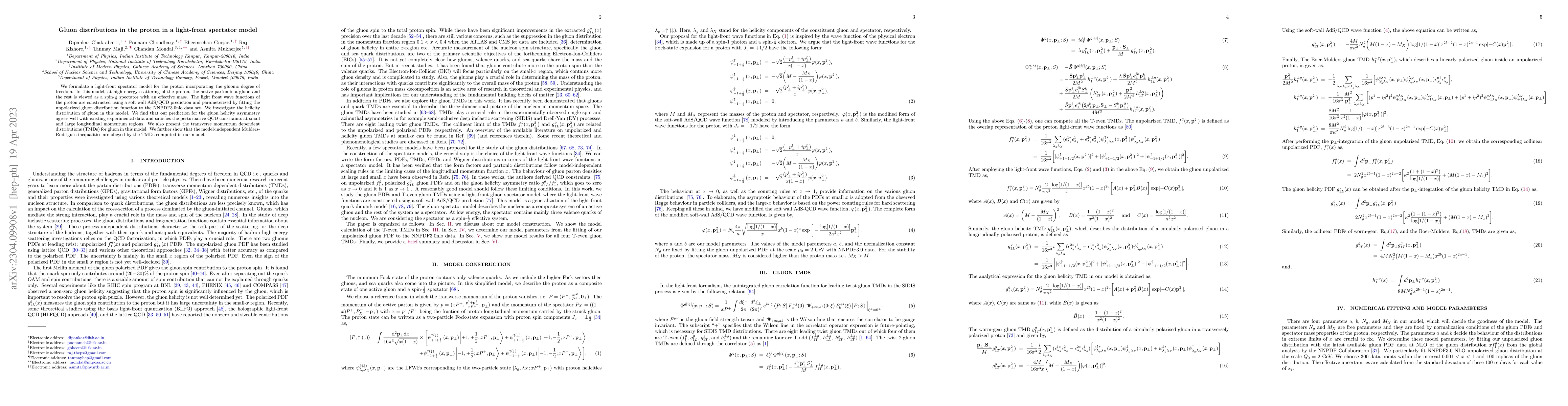 Thumbnail for Gluon distributions in the proton in a light-front spectator model