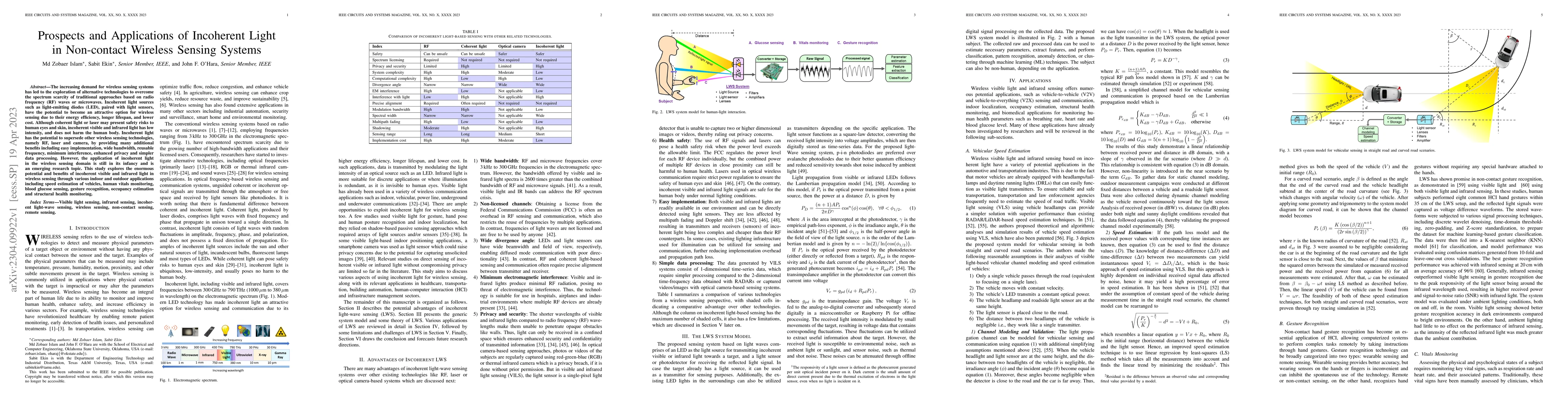 Thumbnail for Prospects and Applications of Incoherent Light in Non-contact Wireless
  Sensing Systems