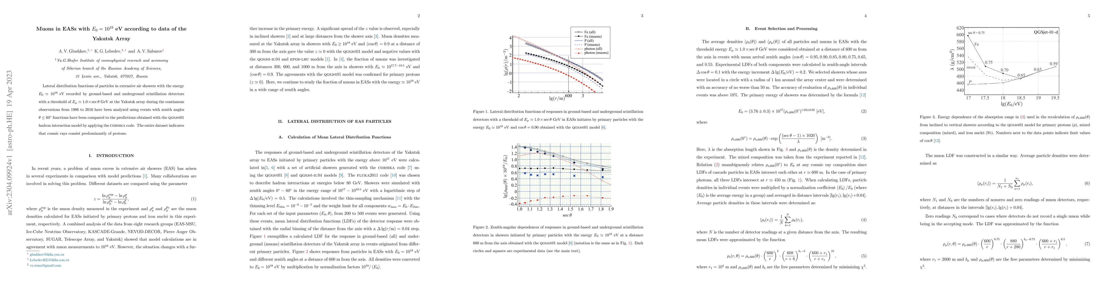 Thumbnail for Muons in EASs with $E_0 = 10^{19}$ eV according to data of the Yakutsk
  Array