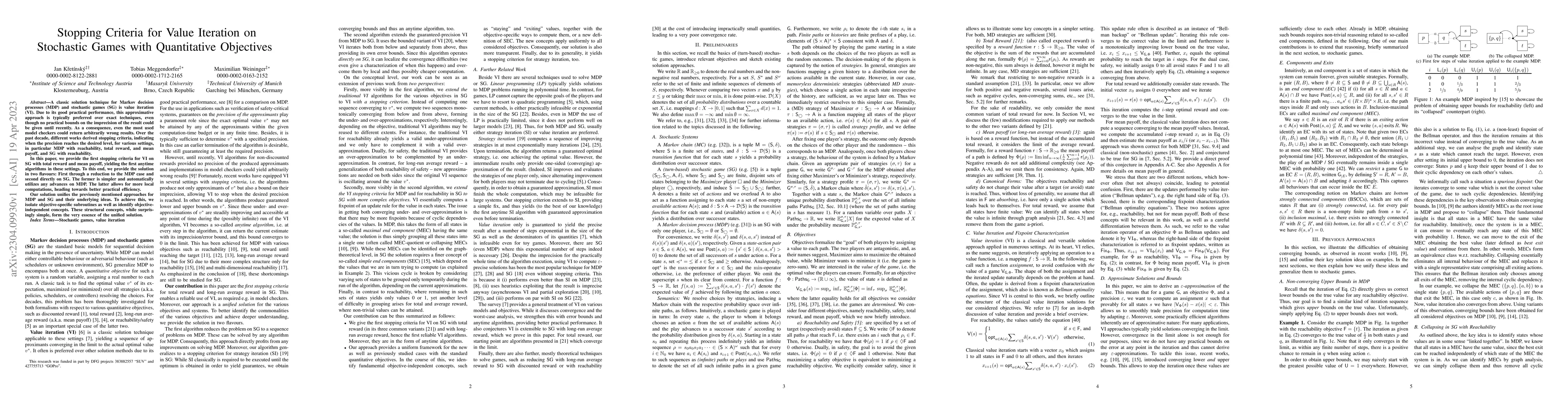 Thumbnail for Stopping Criteria for Value Iteration on Stochastic Games with
  Quantitative Objectives