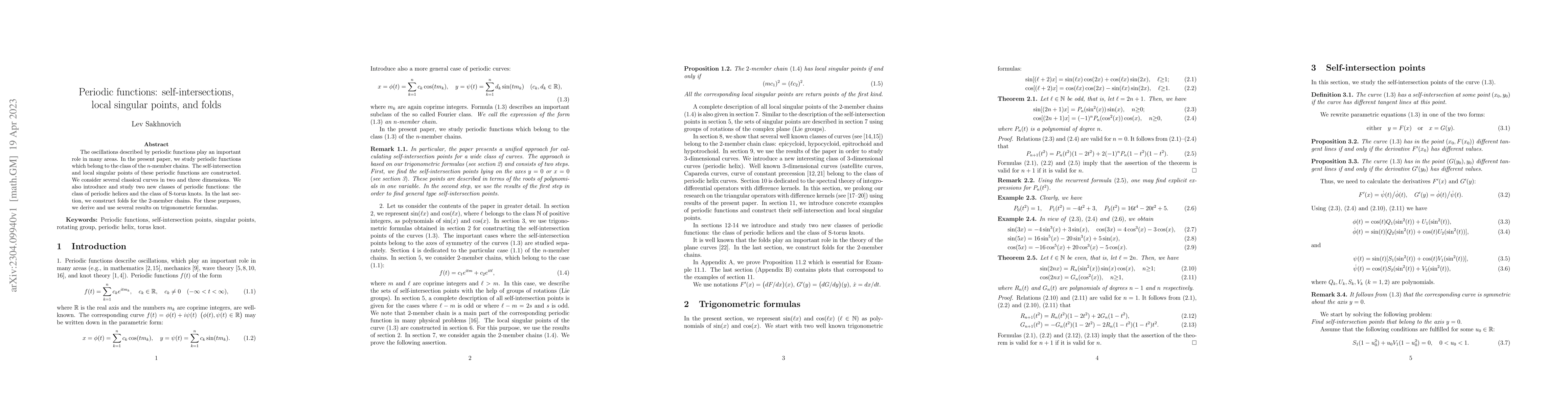 Thumbnail for Periodic functions: self-intersections, local singular points, and folds