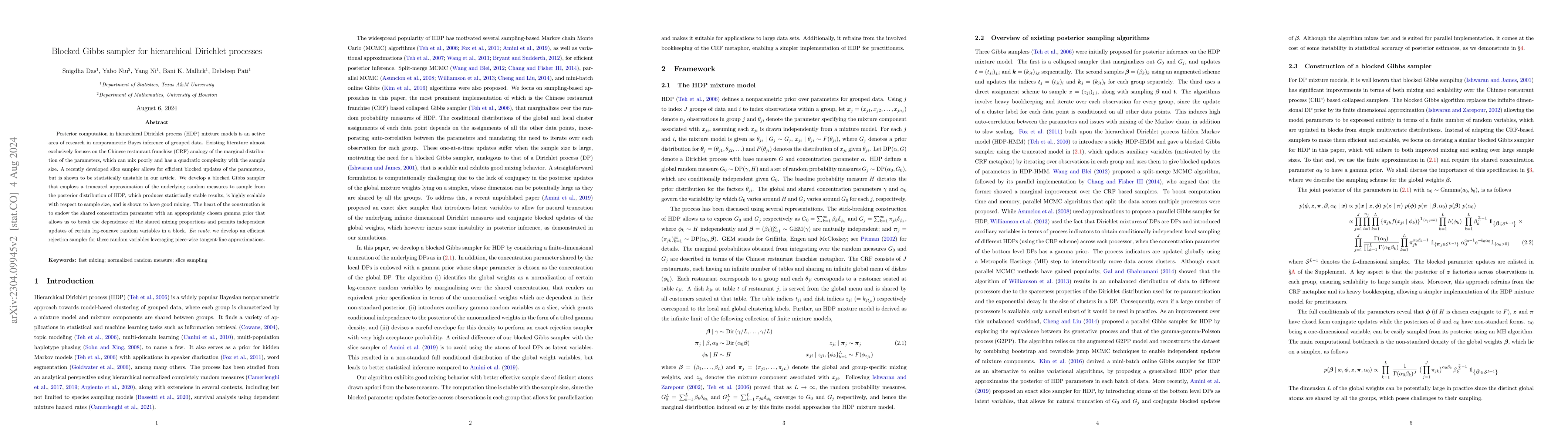 Thumbnail for Blocked Gibbs sampler for hierarchical Dirichlet processes