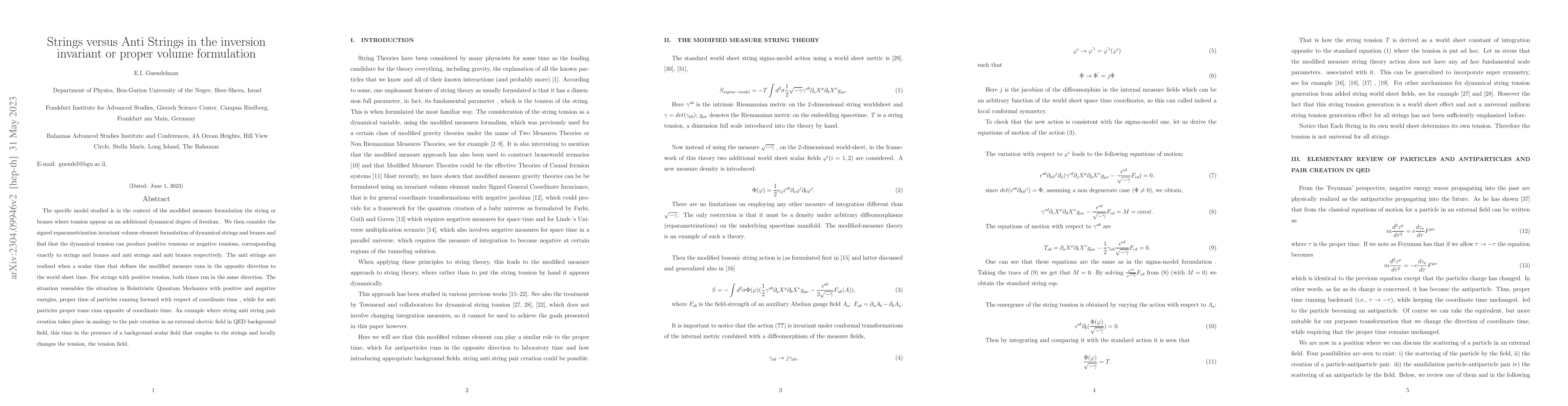 Thumbnail for Strings versus Anti Strings in the inversion invariant or proper volume
  formulation