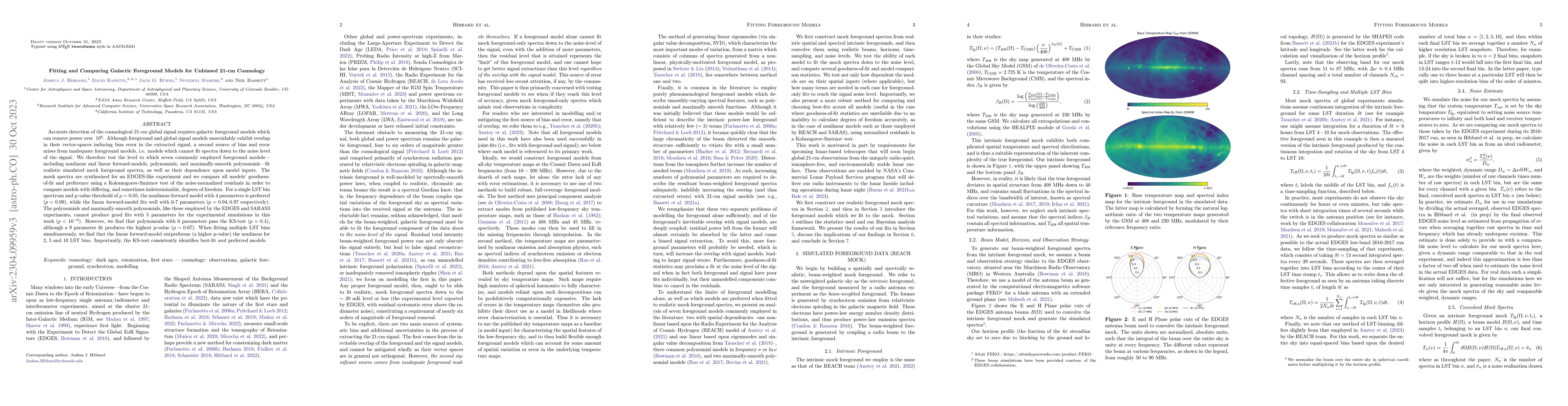Thumbnail for Fitting and Comparing Galactic Foreground Models for Unbiased 21-cm
  Cosmology