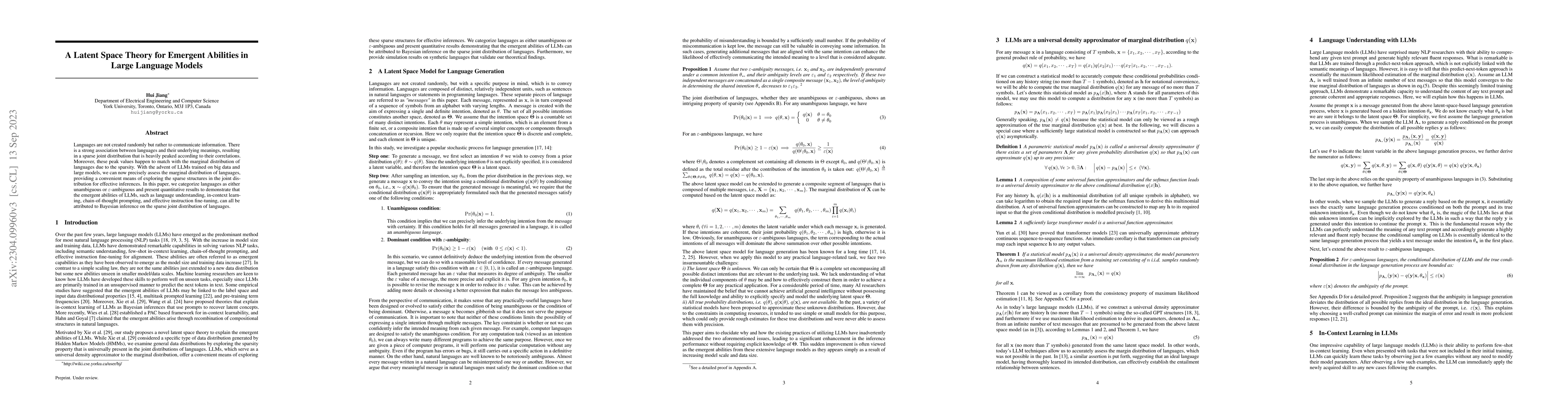 Thumbnail for A Latent Space Theory for Emergent Abilities in Large Language Models