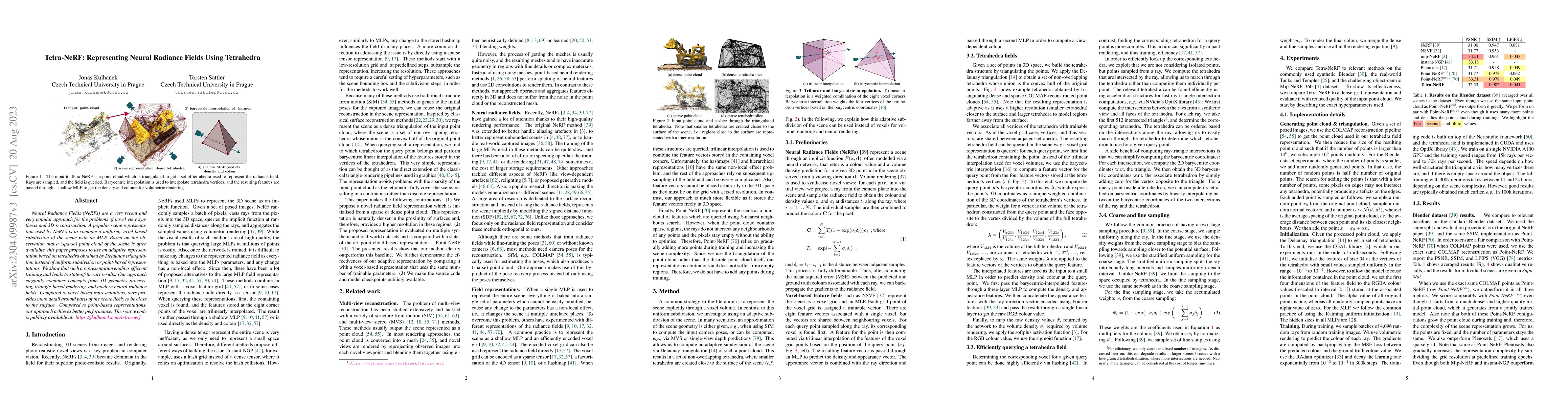 Thumbnail for Tetra-NeRF: Representing Neural Radiance Fields Using Tetrahedra