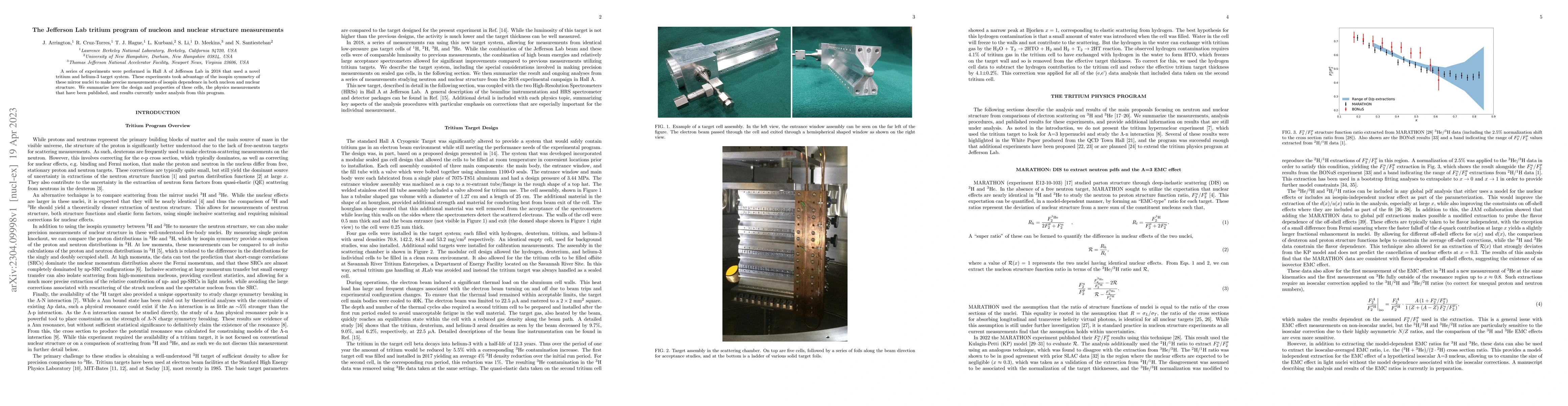 Thumbnail for The Jefferson Lab tritium program of nucleon and nuclear structure
  measurements