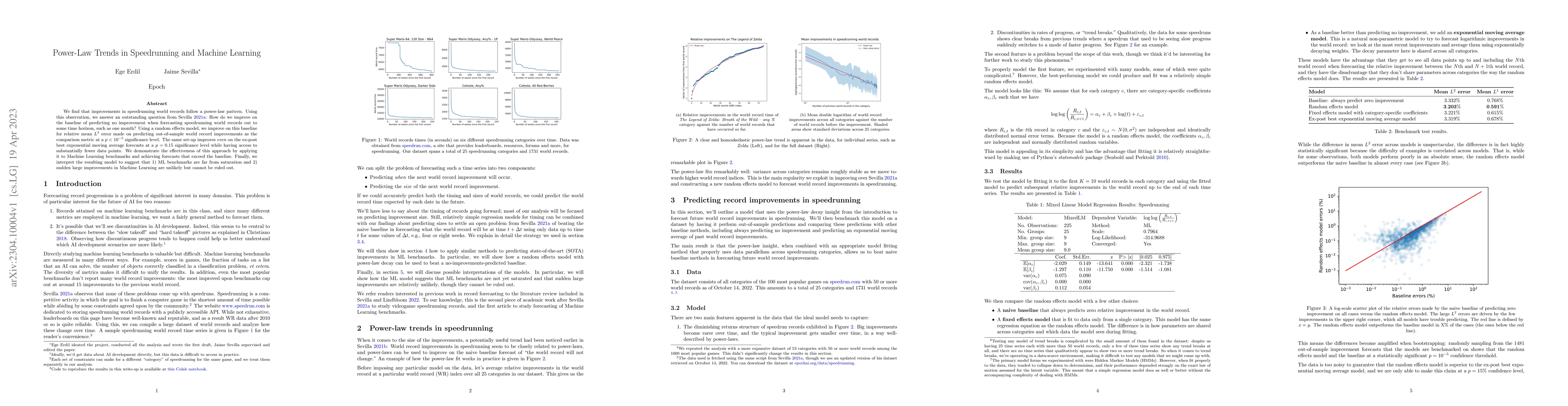 Thumbnail for Power Law Trends in Speedrunning and Machine Learning