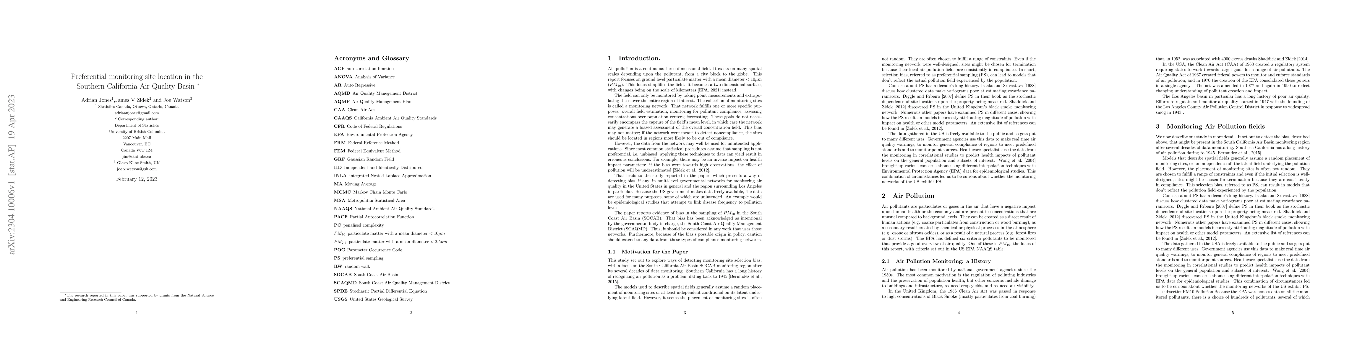 Thumbnail for Preferential monitoring site location in the Southern California Air
  Quality Basin