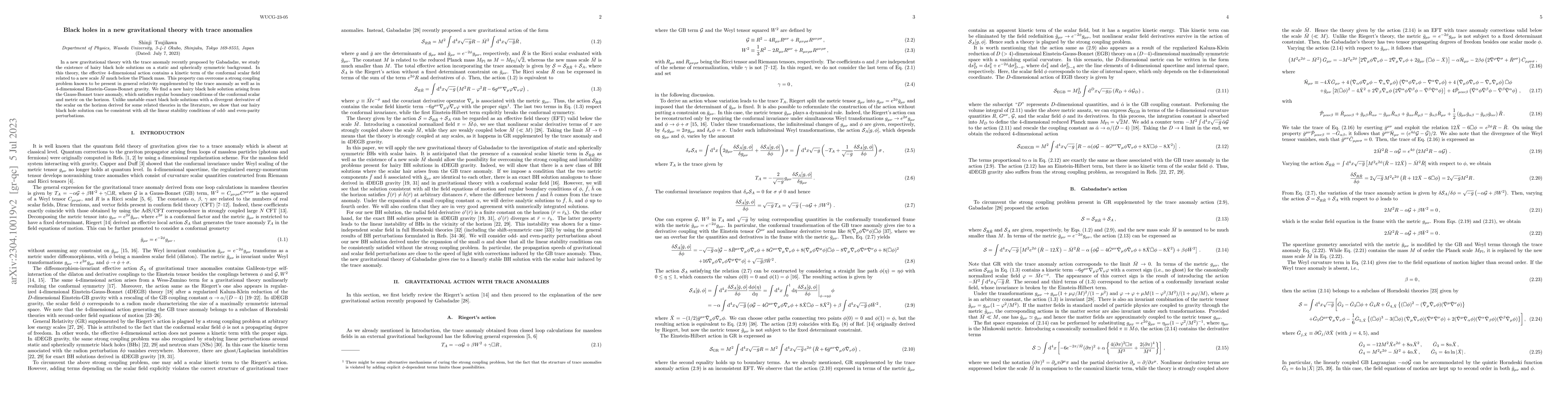 Thumbnail for Black holes in a new gravitational theory with trace anomalies